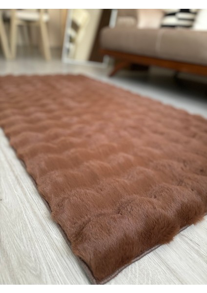 Ekstra Yumuşak Dokulu Kahverengi Bubble Tavşan Tüyü Darcio Dikdörtgen Post Peluş Halı fiyatları