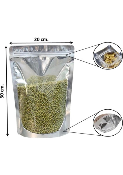 Pencereli Metalize Kilitli Kese Kağıdı - 1000 Gramlık - 20X30X8 Cm. - 100 Adet modelleri