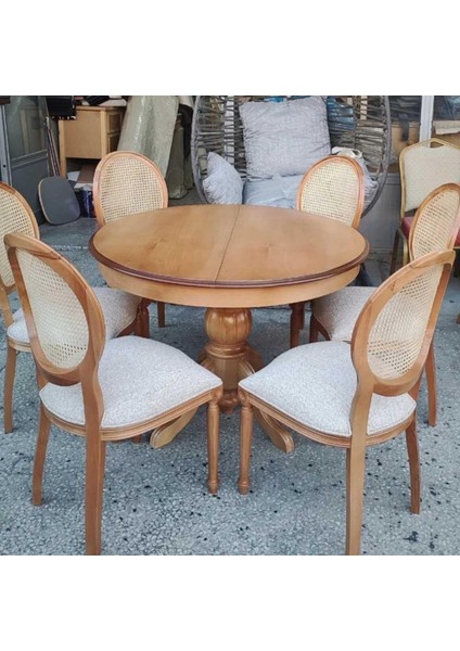 90CM Açılır Yuvarlak Yemek Masası Baba Ayak Masa Natural Cilalı (Sandalyeler Dahil Değildir) fırsatları