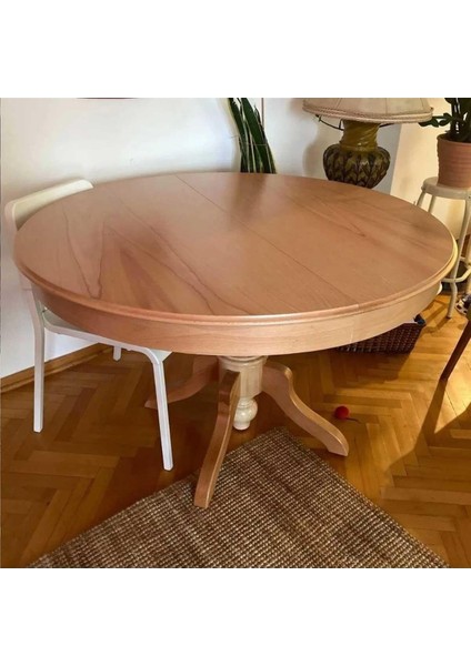 90CM Açılır Yuvarlak Yemek Masası Baba Ayak Masa Natural Cilalı (Sandalyeler Dahil Değildir) indirimleri