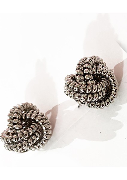 Antik Gümüş Düğüm Küpe