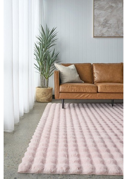 Ekstra Yumuşak Dokulu Pudra Bubble Tavşan Tüyü Darcio Dikdörtgen Post Peluş Halı fiyatları