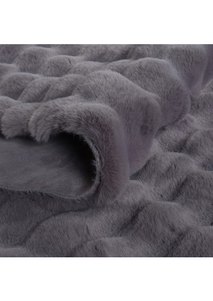 Ekstra Yumuşak Dokulu Antrasit Bubble Tavşan Tüyü Darcio Oval Post Peluş Halı modelleri