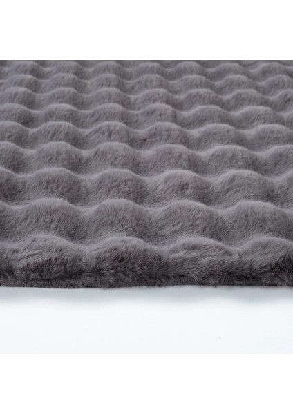 Ekstra Yumuşak Dokulu Antrasit Bubble Tavşan Tüyü Darcio Oval Post Peluş Halı fırsatları