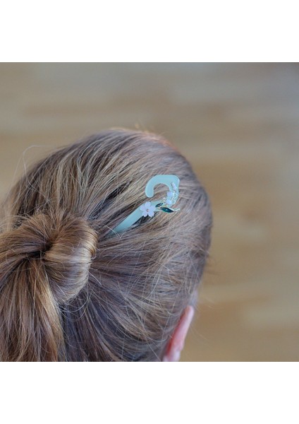 Zarafeti Tamamlayan Geleneksel Çin Tarzı Çiçekli Yeşil Renkli Şık Saç Iğneleri / Tokaları - Her Anınıza Şıklık Katın!