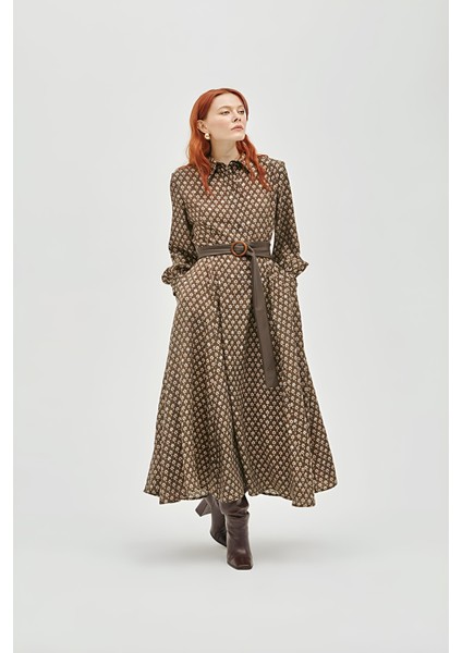 Linda Deri Kemerli Elbise MKN560