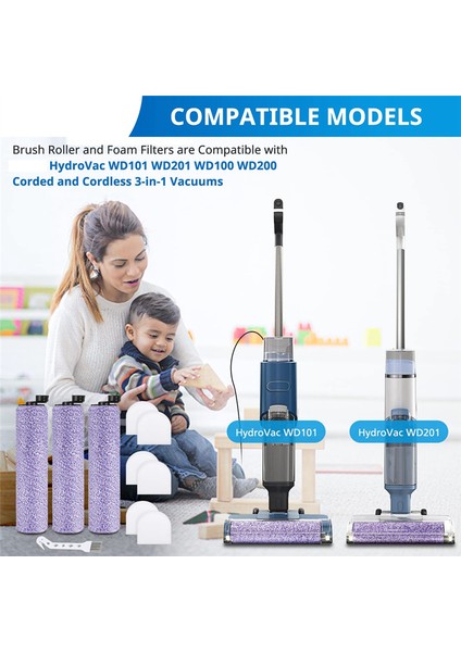 WD101 WD201 ile Uyumlu Yedek Ana Fırça Köpük Filtresi (Yurt Dışından)