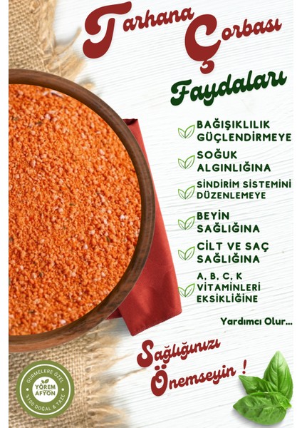 Yörem Afyon Meşhur Afyonkarahisar 12 Çeşit Karışımlı Ev Yapımı Güneşte Kurutulmuş Tarhana | 500GR.