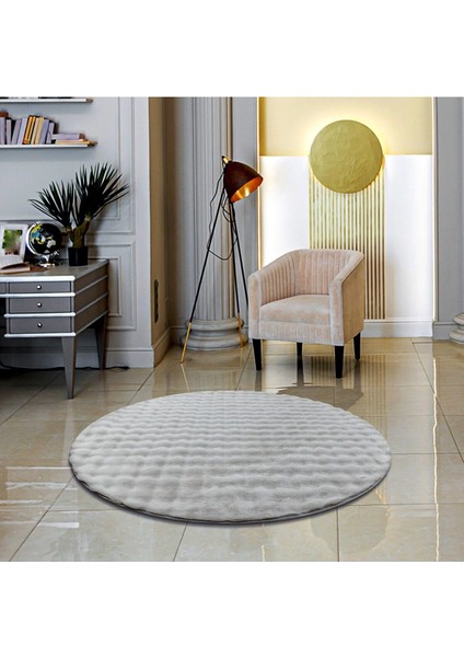 Rex Tavşanı Bubble Post Yuvarlak Halı Gri (160 x 160 Cm)