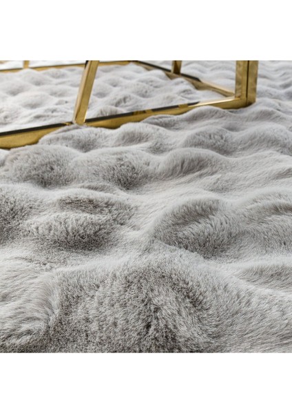 Rex Tavşanı Bubble Post Yuvarlak Halı Gri (160 x 160 Cm)