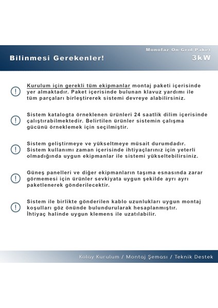 3kw Monofaz On-Grid Paket Sistem
