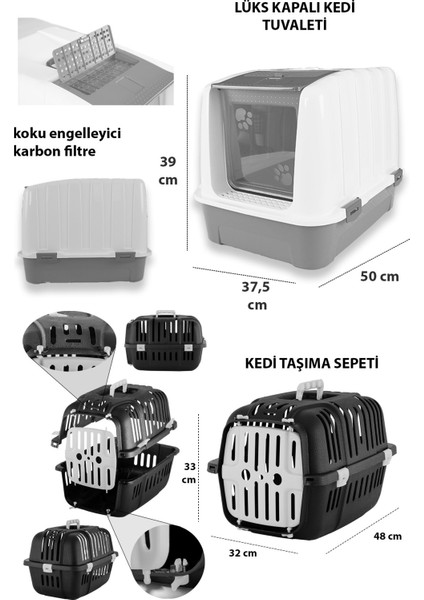 Kedi tuvaleti kedi başlangıç seti - Beyaz Gri LKT2 fiyatları
