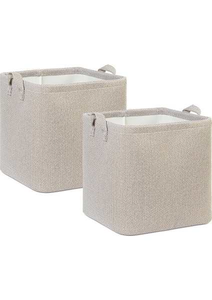 Ocean Home Te x tile 2'li Bej Renk Dokulu Kumaş Sepet Set 30 x 30 x 30 cm modelleri