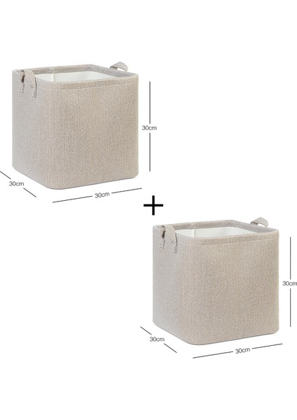 Ocean Home Te x tile 2'li Bej Renk Dokulu Kumaş Sepet Set 30 x 30 x 30 cm fırsatları