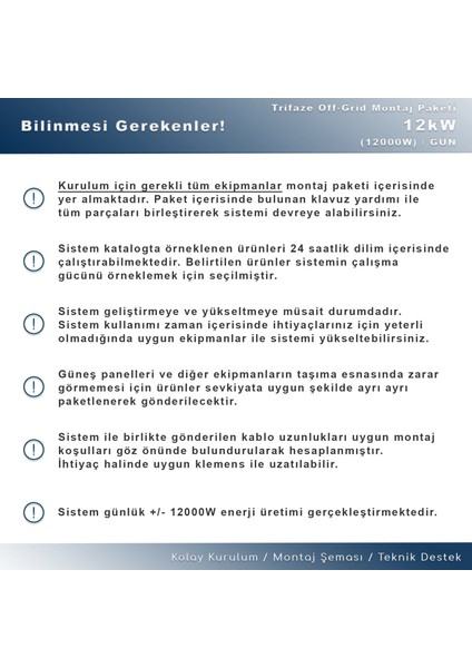 Trifaze Off Grid Paket Sistem (12 Kw/ Gün )