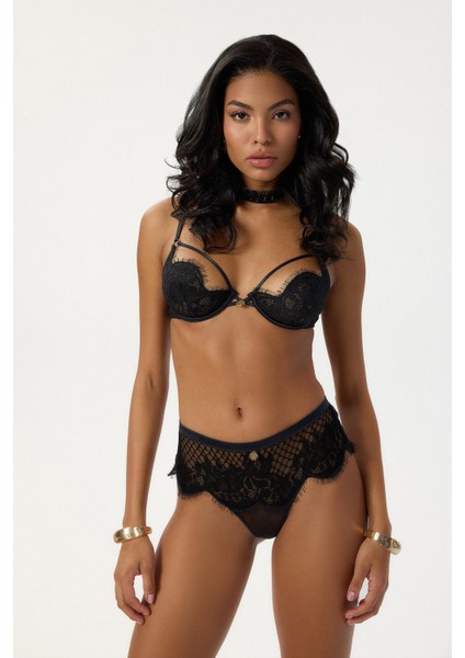 Calla Lily Siyah Dantelli Balconette Sütyen