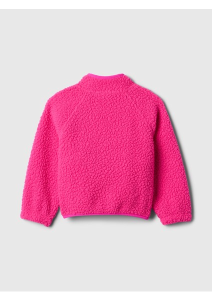 Kız Bebek Pembe Sherpa Yarım Fermuarlı Sweatshirt modelleri