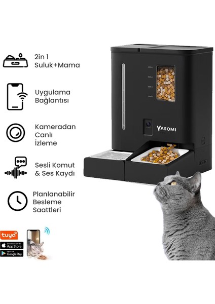 DU-F03V Smartpaw+ 4l/5l Kapasiteli Şarjlı Akıllı Otomatik mama ve su kabı