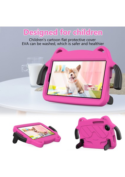 Eva Sert Pc Tablet Kılıfı Tcl Tab 8 Gen2 2024 Gül Kırmızı + Siyah (Yurt Dışından)