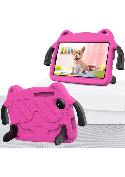 Eva Sert Pc Tablet Kılıfı Tcl Tab 8 Gen2 2024 Gül Kırmızı + Siyah (Yurt Dışından)