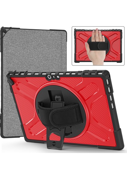 Microsoft Surface Pro 4/5/6/7 Kırmızı Için Tpu + Pc Kılıfı (Yurt Dışından)