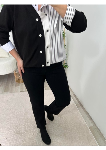 Siyah Kesik Paça Zr Boy Fit Jean Pantolon modelleri