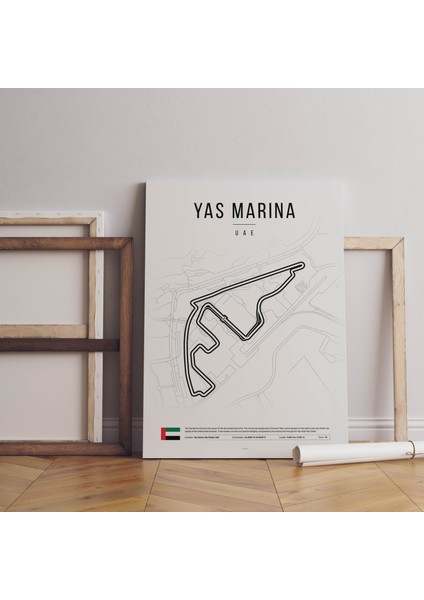 Birleşik Arap Emirlikleri Yas Marina Formula 1 Pisti Kanvas Tablo Minimalist Duvar Tablosu
