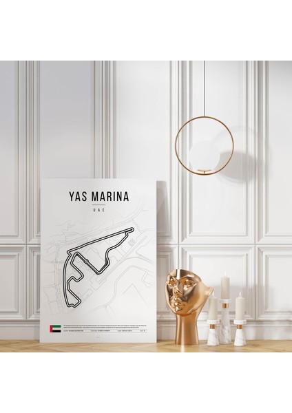 Birleşik Arap Emirlikleri Yas Marina Formula 1 Pisti Kanvas Tablo Minimalist Duvar Tablosu