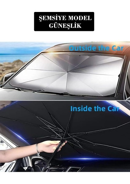 Yeni Model Araba Güneş Gölge Koruyucu Şemsiye Oto Ön Cam Güneşlik Dikiz Ayna Bölmeli 125*65CM indirimleri