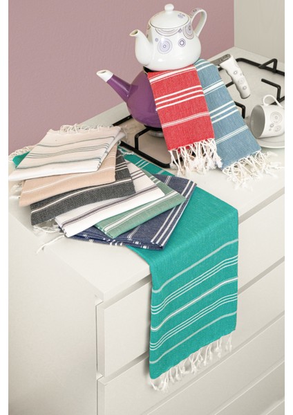 Sultan Peşkir 2'li Set Beyaz Kurulama Bezi Çizgili modelleri