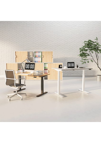 Updo Plus Çift Motorlu Elektrikli Yükseklik Ayarlı Masa - 25MM Tabla - Beyaz Ayak indirimleri