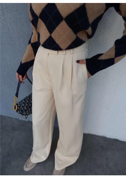 Krem Palazzo Pantolon modelleri