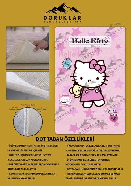 Kaymaz Taban Makinada Yıkanabilir Dijital Baskı Hello Kitty Desenli Çocuk Odası Halısı Dot Taban Halı fiyatları