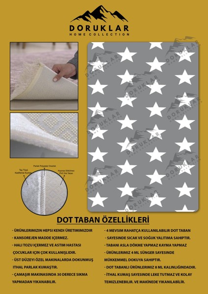Kaymaz Taban Makinada Yıkanabilir Dijital Baskı Yıldızlar Desenli Çocuk Odası Halısı Dot Taban Halı 01 fiyatları