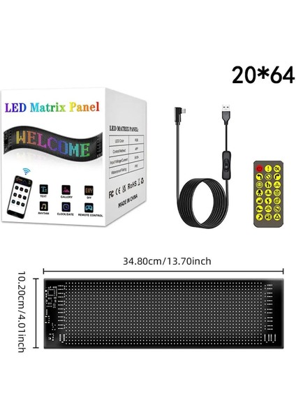 LED Matrix Panel 35CM Dijital Ekranlı Kumandalı App Uygulama Kontrolü Dükkan Tabela, Araba, Motor, Kamyon, Tır Otomobiller ve Motorlar Için