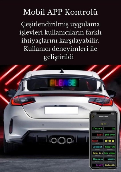 LED Matrix Panel 35CM Dijital Ekranlı Kumandalı App Uygulama Kontrolü Dükkan Tabela, Araba, Motor, Kamyon, Tır Otomobiller ve Motorlar Için