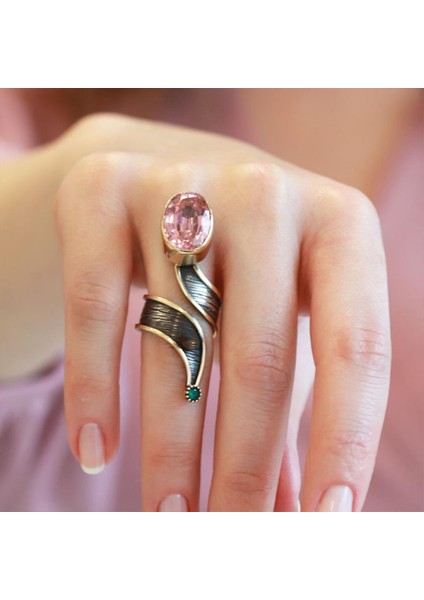 Pembe Kuvars Taşlı Otantik Gümüş Yüzük fiyatları