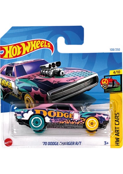 1/64 Ölçek Tekli Regular Arabalar HTD47 Hw Art Cars / '70 Dodge Charger R/t (Pembe)