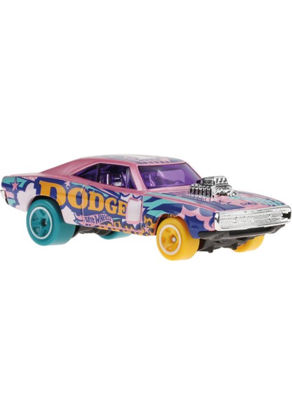 1/64 Ölçek Tekli Regular Arabalar HTD47 Hw Art Cars / '70 Dodge Charger R/t (Pembe) fırsatları