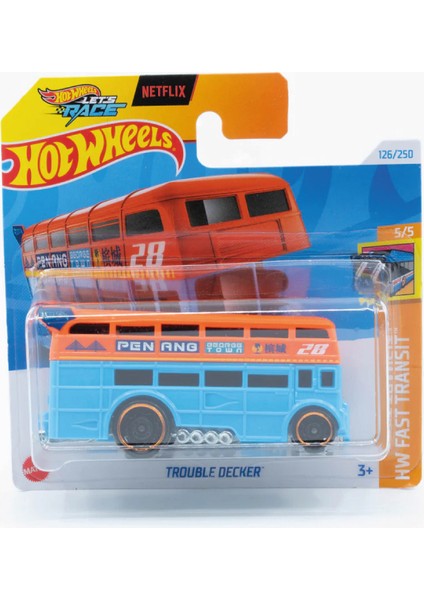 1/64 Ölçek Tekli Regular Arabalar HTD46 Hw Fast Transit / Trouble Decker (Mavi)