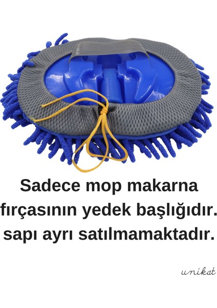 Teleskopik Mikrofiber Araç Yıkama Fırçası Yedek Mop Başlığı Mavi 1 Adet