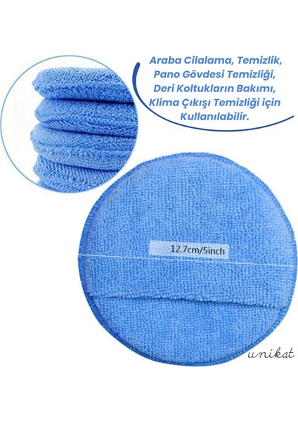 Mikrofiber Wax Pedi Pasta Cila ve Torpido Parlatma Temizleme Aplikatörü Mavi 5 Adet