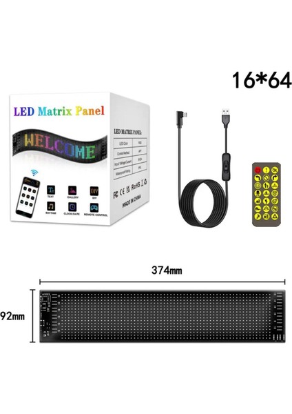 LED Matrix Panel 37CM Dijital Ekranlı Kumandalı App Uygulama Kontrolü Dükkan Tabela, Araba, Motor, Kamyon, Tır Otomobiller ve Motorlar Için