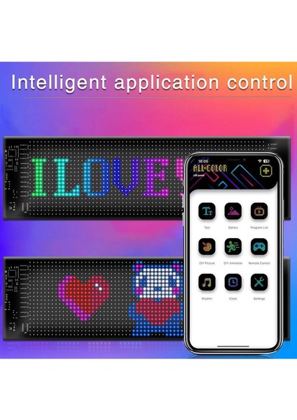 LED Matrix Panel 37CM Dijital Ekranlı Kumandalı App Uygulama Kontrolü Dükkan Tabela, Araba, Motor, Kamyon, Tır Otomobiller ve Motorlar Için