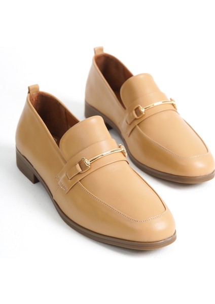 Tina Model Deri Tokalı Kadın Günlük Loafer Babet