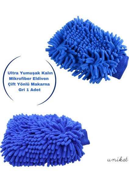 Ultra Yumuşak Mikrofiber Yıkama Eldiveni - Çift Yönlü Makarna Mavi 1 Adet