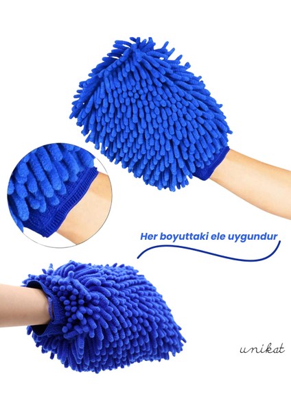 Ultra Yumuşak Mikrofiber Yıkama Eldiveni - Çift Yönlü Makarna Mavi 1 Adet