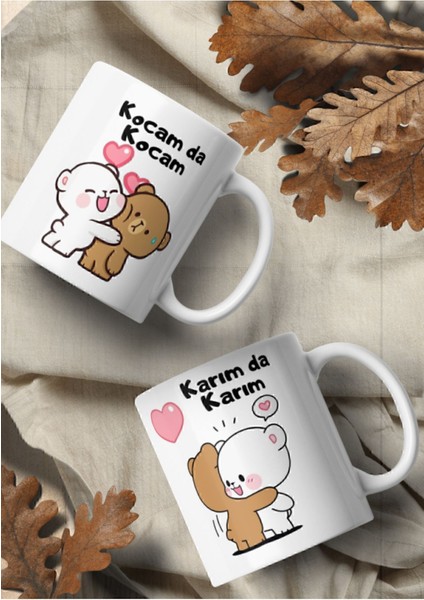 Karım da Karım, Kocam da Kocam Yazılı Çift Bardak Kupa Cup Mug