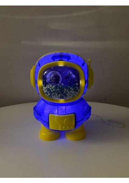Işıklı Astronot Tasarımlı Kumbara 11 cm x 11 cm 17,6 cm lacivert indirimleri