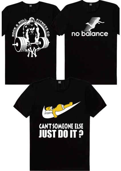 Denge Yok, Tembel Baba, Gorilla Gym Erkek Tişört 3'lü Eko Paket